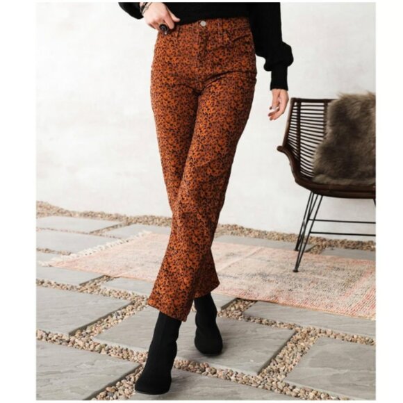 Levi's Pants - Levi's Wedgie Straight Corduroy Pants Size 29 Leopard Print High Waist EUC